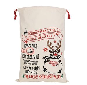 Sacos de presente de Natal grande orgânico Bolsa de lona pesado-saco de saco saco de saco com renas Santa Claus Sacks-Bags para crianças SN2842