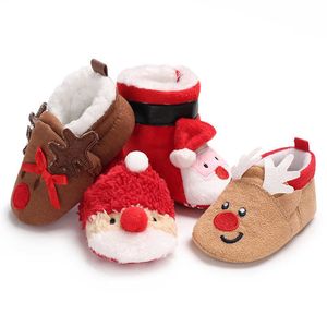 Botas de algodão de neve bonito botas mornas soladas macias recém-nascidas inverno sapatos de bebê para menina botas de Natal antiderrapante G1023