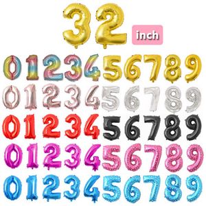 Helium Balloon 32 Inch Gold Letter Number Aluminum Foil Balloons Birthday Decoration Wedding Air Party Supplies