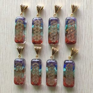 Ciondolo pendolo Reiki Chakra retrò cuboide ametiste naturali Lapislazzuli 7 colori pendenti in pietra con ciondoli all'ingrosso