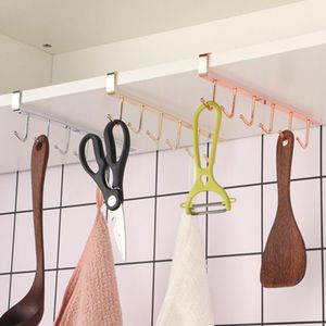 Kök Storage Organization Hanger 6 Hooks Metal Under Shelf Mug Cup Cupboard Organizer Hanging Rack Holder Badrum