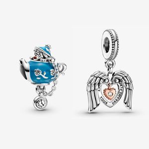 925女性のためのスターリングシルバーの魅力Pandora Bracelet Angel Wings Non-誕生日パーティーティーポットビーズロゴデザインレディプレゼント