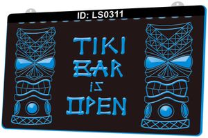 LS0311 Tiki Bar Is Open Mask 3D Engraving LED Light Sign Wholesale Retail