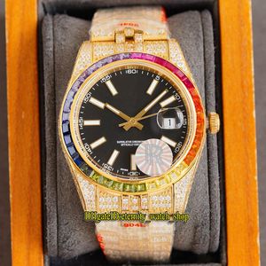 éternité Bijoux Montres RFF Derniers produits 41MM 126334 126234 126333 Rainbow Diamonds Bezel Cadran Noir 3135 Automatique Iced Out Mens Watch 904L Steel Diamond Case