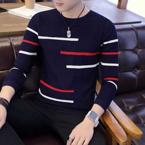 2021 new Brand Sweater Men Fashion Casual Striped O-Neck Pull Homme Spring Autumn Cotton Knitwear Pullover Clothing Jersey C1003 Y0907