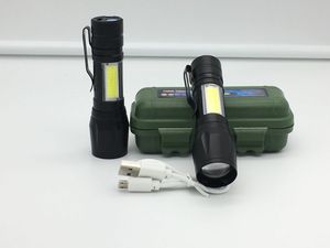 50pcs mini high power flashlight penlight USB linterna work flash light Torch rechargeable Battery Lamp Camping#202154
