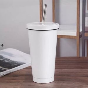 Bicchiere per sublimazione vuoto Bicchiere per latte a cono Bianco Bicchiere per isolamento sottovuoto Cannucce in acciaio inossidabile Tazza da viaggio portatile BBB14333