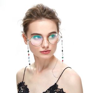 Óculos coloridos cadeia de metal cristal frisado máscara de máscara anti-perdido cadeias mulheres acessórios de moda