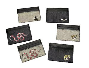 黒ヘビ柄クラシック男性女性クレジットカードホルダーファッションミニ小さな財布便利なスリム銀行カードホルダー