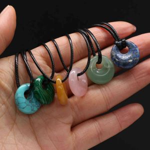 Natural Malachites Rose Quartzs Pendant Necklace Simple Stylish for Women Men Jewelry Gift