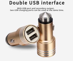 Sicherheitshammer 2,1 A elektrisches Dual-USB-Autoladegerät für Mobiltelefone 2-Port-Smart-Micro-USB-Schnelllade-Autoladegerät