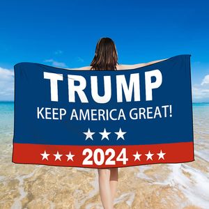 Trump 2024 carré Serviette de plage à double face Velours à séchage rapide à séchage à un côté des serviettes de bain châle