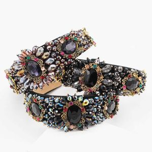 Luxury Hair Tillbehör Tungfärg Rhinestone Crystal Wild Headband Barock Heavy Work Luxury Color Rhinestone Headband x0722