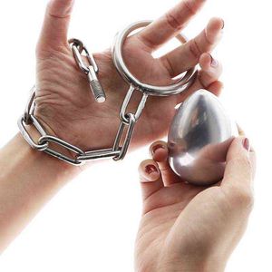 NXY Cockrings Anal sex toys Stainless Steel Plug with Cock Ring Male Penis Chastity Device Belt Chain Adult Game Sex Toys for Men 1123 1124