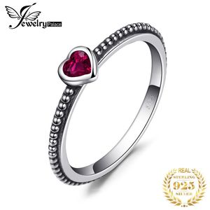 Cluster Ringe JPalace Herz Rot Murano Glas Ring 925 Sterling Silber Für Frauen Stapelbare Band Schmuck Fein