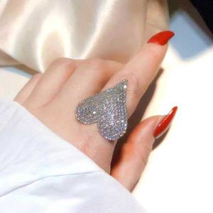 Aussage Große Herz Ringe Für Frauen Etrendy Neue Mode Schmuck Persönlichkeit Strass Offenen Ring Einstellbar Freundin Geschenke X0715