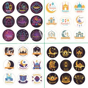 Party Favors 10 Arkusze / Set Ramadan Kareem Mubarak Naklejki Dekoracyjne 4 cm Muzułmański Eid Mubarak Prezent Lable Naklejki