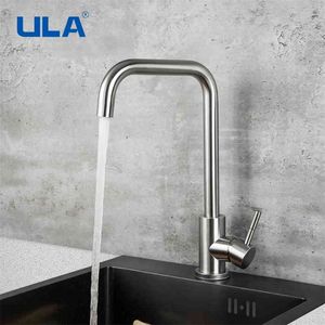 ULA Kitchen Faucets Stainless Steel Tap Mixer Single Handle Hole Sink 210719