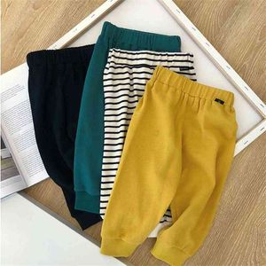 Children Pants Boys Girls Clothes Spring Autumn Cotton Baby Kids Pants Solid Loose Cross Pants Elastic Waist Long Trousers 6M-7T 210713