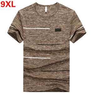 Plus size m ~ 7xl 8xl 9xl marca de verão tops tees t-shirt de encaixe slim slim sapato homens grande tamanho grande manga curta camiseta 210225