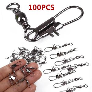 Fishing Hooks Bottle shaped Ring Connector Hook Bearing Rolling Swivel Stainless Steel Snap Accessories
