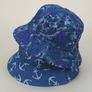 Cappello da pescatore con ancoraggio retrò, stampa di anacardi, protezione solare da esterno femminile etnica fronte-retro