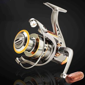 Professional Spinning Fishing Reel 13BB Fishing Coil Wooden Handshake 1000-7000 Series Metal Spining Fishing Reel Wheels W220308