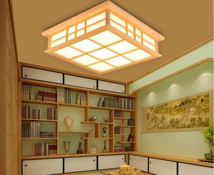 أضواء السقف النمط الياباني حصير مصباح LED خشبي إضاءة السقف غرفة الطعام غرفة نوم مصباح غرفة الدراسة مقهى
