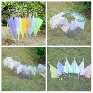 Clear Transparent Rain Umbrella PVC Dome Bubble Rain Sun Shade Wedding Party Umbrellas Long Handle Straight Stick Umbrella By sea T2I52864