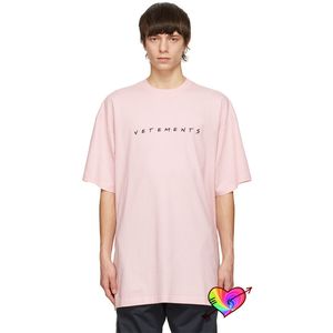 Casual bordado rosa t-shirt homens mulheres de alta qualidade multicolor logo logotipo 1: 1 tag tops manga curta