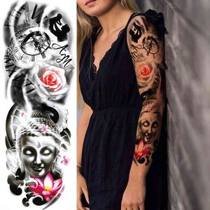 10PCS Transfer Waterproof Fake Tattoo Flower Art Sticker For Men Women Adult Body Full Arm Sleeve Water