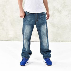 Mäns Jeans Hip Hop Men Baggy Cross Pants Plus Storlek 31-52 55 57 Lös design Style1