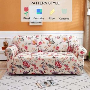 Floral roślina wzór sofa okładka narożna zwykły stretch Elastyczne zestaw domu salon Jeden rozmiar pasuje do wszystkich pokrowców 211116