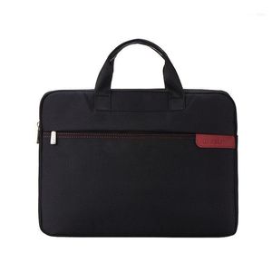 Cartella nera alla moda da uomo per documenti di grande capacità da 14 pollici Borsa per laptop Borse da lavoro Oxford impermeabili1