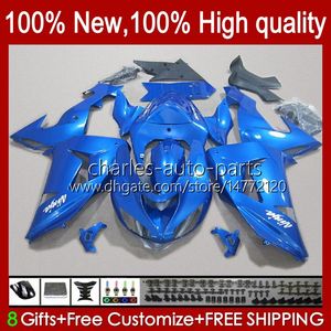 Kawasaki Ninja ZX1000 ZX-10R için OEM Karoseri ZX1000CC 06-07 MOTO Vücut 14no.7 ZX 10R 10 R 1000 CC 1000CC 2006 2007 ZX10R 06 07 ZX1000C 2006-2007 Perazikler Parlak Mavi