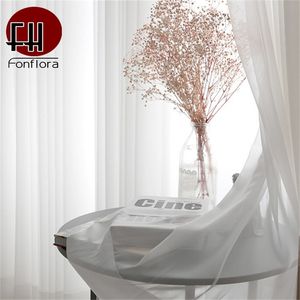 Branco cortina de tule para sala de estar cortina pura para quarto chiffon liso voile festa casamento decoração home decor backdrop personalizado 210913