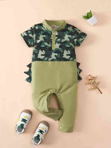 Baby camo print 3d patched design jumpsuit hon