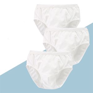 3 pezzi / lotto slip bianchi biancheria intima per bambini mutandine per ragazze tinta unita cotone naturale mutandine per bambini adolescenti 1-14Y 210622