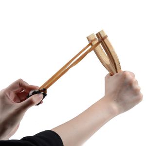 Children's Wooden Slingshot Rubber String Traditional Hunting Tools Kids Outdoor Play Sling Shots Shooting Toys 532 Y2