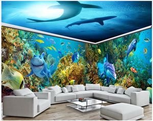 壁紙カスタム壁画3D POの壁紙下水面水族館ドルフィン海藻フルハウスウォールデコールーム3日間