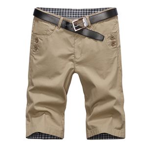 Män raka shorts sommar bomull knä längd smart chinos vintage s Bermuda masculina plus storlek 210716