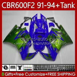 Kroppsarbete för Honda + Tank 600FS CBR600F2 600CC 1991-1994 Body 63NO.235 CBR 600 CBR600 F2 FS CC 600F2 91 92 93 94 CBR600Fs Blue Green CBR-600 1991 1992 1993 1994 Fairing