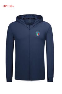 UPF 30+ Men's Sun Protection Clothing Full Zipper Jacket breathable Lady summer Hooded Windbreaker Italy National Football Team Sportswear Skin Coat
