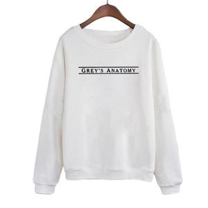 여성의 후드 스웨터 오 - 넥 그레이의 해부학 스웨터 재미 있은 편지 인쇄 crewneck pullovers 가을 겨울 sudadera mujer