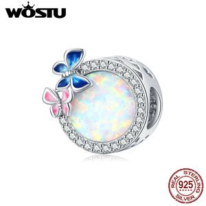WOSTU 925 Sterling Silver Bead Butterflies Charm Colorful Enamel Pendant Fit Original Bracelet Necklace DIY Jewelry CQC1730 Q0531