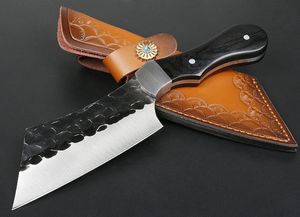 Высокое качество выживания прямой нож 3CR13MOV атласный клинок полный тан древесина + стальная ручка головы открытый кемпинг ножи с кожаной оболочкой