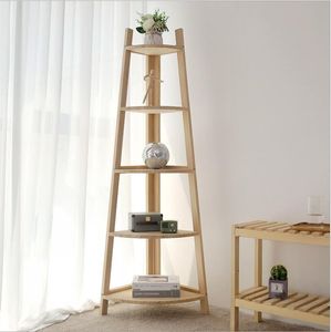 Corner Shelf Solid Wood Sovrum Möbler Stativ Multi-Layer Bookshelf Modern Simple Balcony Corners Flower Racks