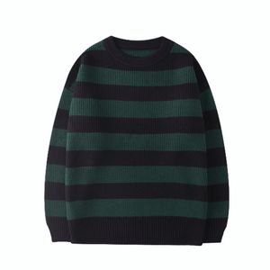 Men's Sweaters 2021 Autumn Vintage Knitted Sweater Women Harajuku Casual Cotton Pullover Tate Langdon Same Style Green Striped Tops