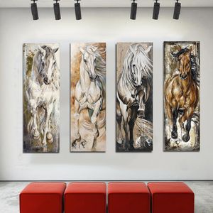 Absloverly cavalo pinturas modernas arte de parede para sala de estar animal cartaz imprime fotos decorativas vintage sem fragmentação