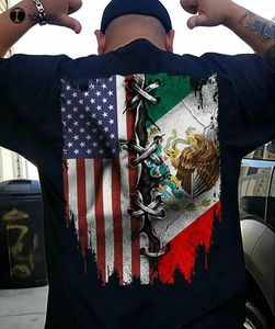 Camisetas para hombres Bandera mexicana americana México Patriótico Hombres Negro Camiseta Camisa de Maestro TEE S XL